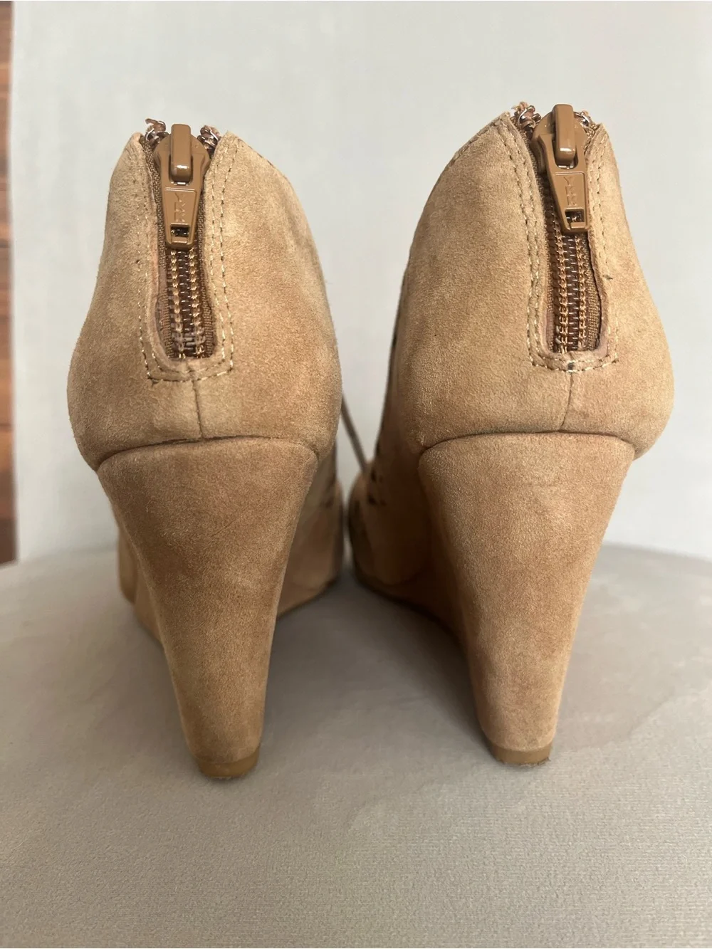 Sofft Yardley Nude Suede-Like Lace-Up Wedge Sandals EUC - Picture 6 of 10
